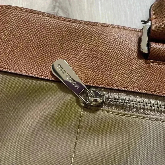 MICHAEL KORS - Large Colgate East West Leather & Nylon Satchel Brown Tote - Picture 4 of 12